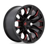 Fuel Off-Road Flame 6 D823 Gloss Black Wheels with Milled Red Accents 20x10 20X10 6X5.5 G-BLK MILL C-RED -18MM thumbnail 1