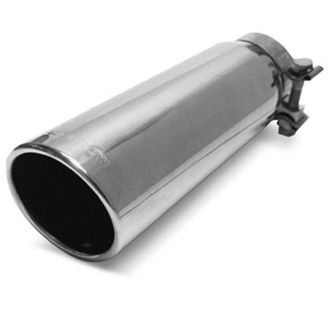 MagnaFlow Stainless Steel Round, Polished 2.50 Inch Exhaust Tip 35209 Tip, Steel, Polished, Slant/Rolled Edge, 2.5 in. Inlet, 3.5 in. Outlet, 12 in. Long, Each