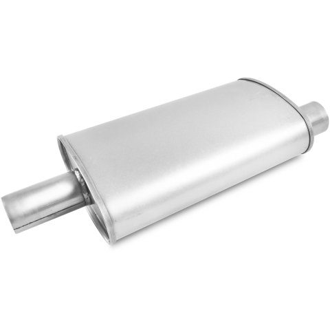 MagnaFlow Universal Steel 2.5 Inch Muffler 201-0277 Muffler, Universal, 2.50 in. Offset Inlet, 2.50 in. Center Outlet, Oval, Steel, Aluminized, Each
