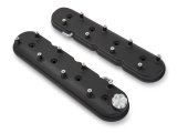Holley Aluminum LS Valve Covers 241-91 Covers, LS, Centerbolt, Plain Top, Cast Aluminum, Black Textured, Baffled, Chevy, LS, 4.8L, 5.3L, 5.7L, 6.0L, 6.2L, 7.0L, Pair thumbnail 1