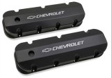 Holley Track Series Valve Covers 241-281 Covers, Series, Perimeter Bolt, Tall, Chevrolet Logo, Fabricated Aluminum, Black Gloss, Baffled, Chevy, 396ci, 402ci, 427ci, 454ci, Pair thumbnail 5