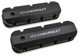 Holley Track Series Valve Covers 241-281 Covers, Series, Perimeter Bolt, Tall, Chevrolet Logo, Fabricated Aluminum, Black Gloss, Baffled, Chevy, 396ci, 402ci, 427ci, 454ci, Pair thumbnail 7