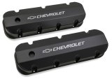 Holley Track Series Valve Covers 241-281 Covers, Series, Perimeter Bolt, Tall, Chevrolet Logo, Fabricated Aluminum, Black Gloss, Baffled, Chevy, 396ci, 402ci, 427ci, 454ci, Pair thumbnail 9