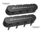 Holley Aluminum LS Valve Covers 241-177 Covers, LS, Center and Perimeter Bolt, Tall, Chevy Logo, Cast Aluminum, Black Satin, Two-Piece, Chevy, LS, 4.8-7.0L, Pair thumbnail 3