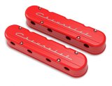 Holley Aluminum LS Valve Covers 241-179 Covers, Center and Perimeter Bolt, Tall, Chevy Logo, Cast Aluminum, Red Gloss, Two-Piece, Chevy, LS, 4.8-7.0L, Pair thumbnail 6