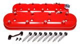 Holley Aluminum LS Valve Covers 241-113 Covers, LS, Centerbolt, Tall, Plain, Cast Aluminum, Red Powdercoat, Glossy, Chevy, LS, 4.8-7.0L, Pair thumbnail 3