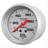 AutoMeter Pro-Comp Marine Analog Gauges 200777-33 Gauges, Marine, Analog, Oil Pressure, 0-100 psi, 2 5/8 in., Full Sweep, Silver Face and Bezel, Black Numbers, Red Pointer, Mechanical, Each thumbnail 3