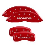 MGP Caliper Covers - Brake for 2023-2024 PILOT 20233SCLCRD Set Of 4 Covers, No Engraving: Classic Covers, Red Powder Coat Finish, Silver Characters thumbnail 1