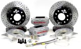 Baer Brakes SS4+ Disc Brake Systems 4262689S Kit, SS4+, Rear, Cross-drilled/Slotted Rotors, 4-piston Silver Powdercoated Calipers, Ford, 9 in., Big, Kit thumbnail 1