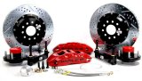 Baer Brakes Claw Extreme+ Disc Brake Systems 4301508R Kit, Extreme+, Front, Cross-drilled/Slotted Rotors, 6-piston Red Powdercoated Calipers, Ford, Kit thumbnail 1