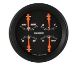 Classic Instruments Velocity Series Gauge Sets VS75BBLF Gauge, Velocity, Analog, Electrical, Fuel, Oil, Volt, Water, 5 in. Diameter, Black Face, Each thumbnail 1