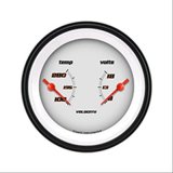 Classic Instruments Velocity Series Gauges VS74WBLF Gauge Kits, Dual Gauge, Analog, Voltmeter, Water Temperature, White Face, Black with Orange Outline Numbers, 3 3/8 in., Senders, Each thumbnail 1