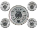 Classic Instruments All-American Series Gauge Sets AW65SRC Kit, Analog, Silver Face, Polished, 5 in. Diameter Speedo Tach, 2 1/8 in. Fuel-Oil-Volt-Water, Set of 5 thumbnail 1
