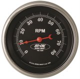 Classic Instruments So-Cal Series Tachometers SC80SLC Gauges, Tachometers, 0-8,000 rpm, Analog, Electrical, 3 3/8 in. Diameter, Black Face, White Numbers, Curved Glass Lens, Each thumbnail 1