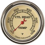 Classic Instruments Vintage Series Gauges VT397SLF Gauge, Analog, Series, Cylinder Head Temp, 100-600 Degrees F, 2 5/8 in. Diameter, Tan Face, Full Sweep, Each thumbnail 1