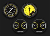 Classic Instruments Auto Cross Yellow Series Gauge Sets AX05YBLF Gauges, AutoCross Yellow, 3 3/8 in., Speedometer, Tach, Water Temp, Oil Pressure, Volt, Fuel Level, Black Low-Step Bezel, Flat Lens, Kit thumbnail 2