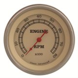 Classic Instruments Vintage Series Tachometers VT80SLF Gauge, Series, Tachometer, 0-8,000 rpm, 3 3/8 in., Cream Face, Analog, Electrical, Each thumbnail 1