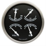 Classic Instruments Traditional Series Gauge Sets TR31SLF Gauge, Traditional, Quad, Water Temperature, Oil Pressure, Fuel Level, 5 in., Black Face, Analog, Each thumbnail 1