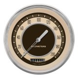 Classic Instruments Nostalgia VT Series Speedometers NT58SLC Gauges, Speedometers, 0-200 kph, 4 5/8 in., Beige Face, Brown Numbers, Low Step Bezel and Curved Glass, Analog, Electrical, Each thumbnail 1