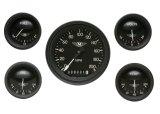 Classic Instruments Moal Bomber Series Gauge Sets MA00BLF Gauges, Bomber, Speedometer, Oil Pressure, Water Temperature, Fuel Level, Black Face, Analog, Set of 5 thumbnail 1