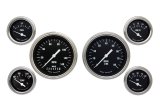Classic Instruments Hot Rod Series Gauge Sets HR01SLF Set, Series, Analog, Electronic, Black Face, White Pointer, Polished Bezel, Curved Lens, Set thumbnail 1