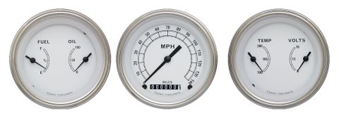 Classic Instruments White Series Gauge Sets CW04SLF Gauges, White, Speedometer, Water Temperature, Oil Pressure, Fuel Level, Face, Analog, Set