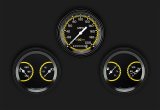Classic Instruments Auto Cross Yellow Series Gauge Sets AX04YBLF Gauges, AutoCross Series, 3 3/8 in., Speedometer, Water Temp, Oil Pressure, Voltmeter, Fuel Level, Black Low-Step Bezel, Flat Lens, Kit thumbnail 1