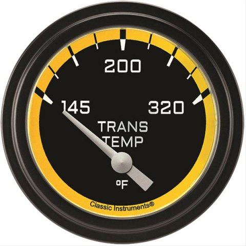 Classic Instruments Auto Cross Yellow Series Gauges AX227YBLF Gauge, Series, Transmission Temperature, 145-320 Degree F, 2 5/8 in., Low Step Bezel, Analog, Electrical, Each