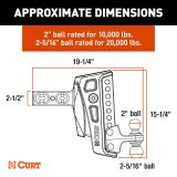 CURT Rebellion XD Adjustable Ball Mounts 45955 Receiver Hitch Mount, Cushion Hitch, 20,000 lbs. Max, 8 in. Maximum Drop and 1 in. Rise, Shank Cannot be Flipped, Each thumbnail 2