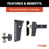 CURT Rebellion XD Adjustable Ball Mounts 45955 Receiver Hitch Mount, Cushion Hitch, 20,000 lbs. Max, 8 in. Maximum Drop and 1 in. Rise, Shank Cannot be Flipped, Each thumbnail 4