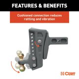 CURT Rebellion XD Adjustable Ball Mounts 45955 Receiver Hitch Mount, Cushion Hitch, 20,000 lbs. Max, 8 in. Maximum Drop and 1 in. Rise, Shank Cannot be Flipped, Each thumbnail 6