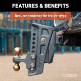 CURT Rebellion XD Adjustable Ball Mounts 45955 Receiver Hitch Mount, Cushion Hitch, 20,000 lbs. Max, 8 in. Maximum Drop and 1 in. Rise, Shank Cannot be Flipped, Each thumbnail 7