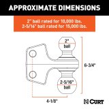 CURT Replacement Rebellion XD Dual Balls 45952 Receiver Hitch Ball Mount, Ball, 2 in. and 2 5/16 in., Up to 15,000 lbs. Each thumbnail 2