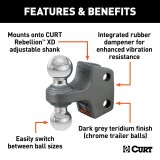 CURT Replacement Rebellion XD Dual Balls 45952 Receiver Hitch Ball Mount, Ball, 2 in. and 2 5/16 in., Up to 15,000 lbs. Each thumbnail 3