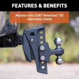 CURT Replacement Rebellion XD Dual Balls 45952 Receiver Hitch Ball Mount, Ball, 2 in. and 2 5/16 in., Up to 15,000 lbs. Each thumbnail 4