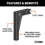 CURT Weight Distribution Replacement Adjustable Shanks 17132 Hitch Components, Shanks, Bolt Together Shank Type, 2.50 in. Shank with Up To 8.00 in. Drop,Each thumbnail 3