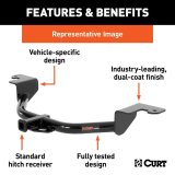 CURT Class 1 Receiver Hitch 11576 Hitch, Rear, 1, 1/4 in. Square, 200 lb. Max Tongue, 2,000 lb. Max Trailer, Square Tube Welded, Black Powdercoated, Toyota, Each thumbnail 2