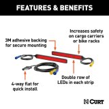 CURT Auxiliary LED Lights 53201 Lights, LED, Red Lens, Rectangular, 7 in. Long, Double Sided Tape, Pair thumbnail 3