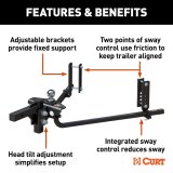 CURT TruTrack Trunnion Bar Weight Distribution Hitches 17601 Hitch, Bar, 10,000 lbs. Max Trailer, 1,000 lbs. Max Tongue Weight, 2 5/16 in. Ball, Adjustable Shank, Steel, Kit thumbnail 5