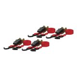 CURT Cargo Strap Sets 83002 Tie-Down Straps, Cargo, Ratchet, S-hook, 500 lbs. Working Load, 1 in. Width, 16 ft. Length, Red, Set of 4 thumbnail 1