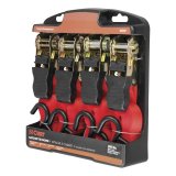 CURT Cargo Strap Sets 83002 Tie-Down Straps, Cargo, Ratchet, S-hook, 500 lbs. Working Load, 1 in. Width, 16 ft. Length, Red, Set of 4 thumbnail 2