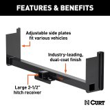 CURT Class 5 Receiver Hitch 15926 Hitches, V, Universal Weld-On Trailer Hitch, 2 1/2 in. Receiver, Up to 62 in. Frames, 18 in. Drop, Adjustable Side Plates, Each thumbnail 3