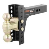 CURT Adjustable Ball Mounts 45900 Receiver Hitch Mount, Adjustable, 2 in. and 2 5/16 in. Size, 2 in. Square Mount, 6 in. Drop, 5-1/4 in. Rise, Steel, Black, Each thumbnail 1