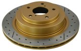 DBA Street Series X-Gold Disc Brake Rotors DBA2308X Rotor, Cross-Drilled, Slotted, X-Gold, Uni-Directional, Nissan, Infiniti, Front, Each thumbnail 8