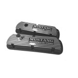 Scott Drake Classic Aluminum Valve Covers C5ZZ-6A582-A-B Covers, Classic, Perimeter Bolt Mounting, Cast Aluminum, Black, Ford Mustang Logo, Ford, 260, 289, Pair thumbnail 2