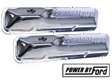 Scott Drake Original-Style Valve Covers C6OZ-6A582-C Covers, Original Style, Perimeter Bolt Mount, Steel, Chrome, Powered by Ford Logo, Ford, 390, 428, Pair thumbnail 2