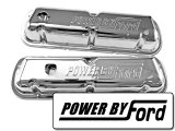 Scott Drake Original-Style Valve Covers C8OZ-6A582-C Covers, Original-Style, Stock Height, Chrome, Powered by Ford Top Style, Ford, Small Block Windsor, Pair thumbnail 1