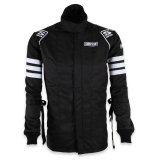 Simpson Racing Classic SFI-5 Jackets C402314 Driving Jacket, Double Layer, Satin/Twill, Nomex®, Large, Black with White Stripes, with Arm Restraints, Each thumbnail 4