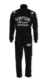 Simpson Checkers Racing Suits CK02421 Driving Suit, Checkers, One-piece, Two Layers, Nomex®, Black/White, SFI 3.2A/5, Men's X-Large, Each thumbnail 9