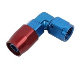 Earl's Performance Swivel-Seal Hose Ends 809006ERL Fitting, End, Swivel-Seal, 90 Degree Low Profile, -6 AN to Female -6 AN, Aluminum, Red/Blue, Each thumbnail 1